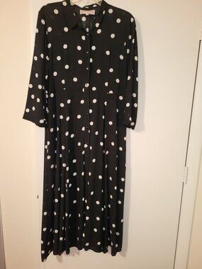 Black and Beige Polkda Dot Maxi Dress (Size 12)